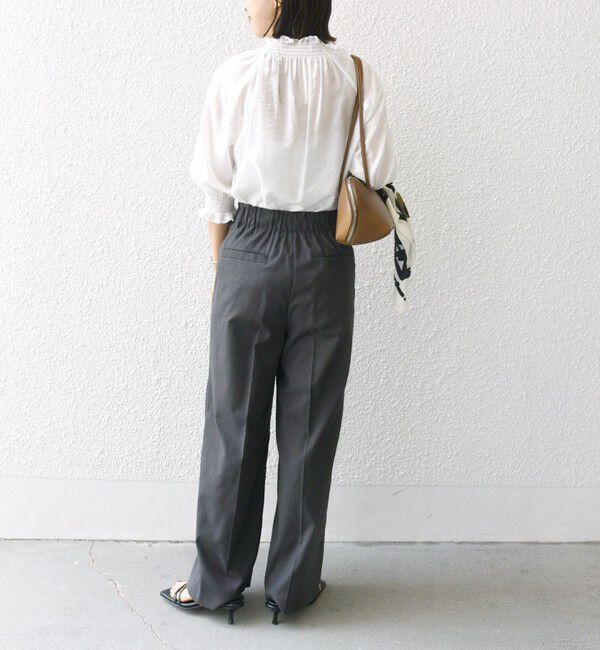 SHIPS for women「〈洗濯機可能〉シアー シャーリング ネック ショート スリーブ ブラウス」|シャツ・ブラウス|