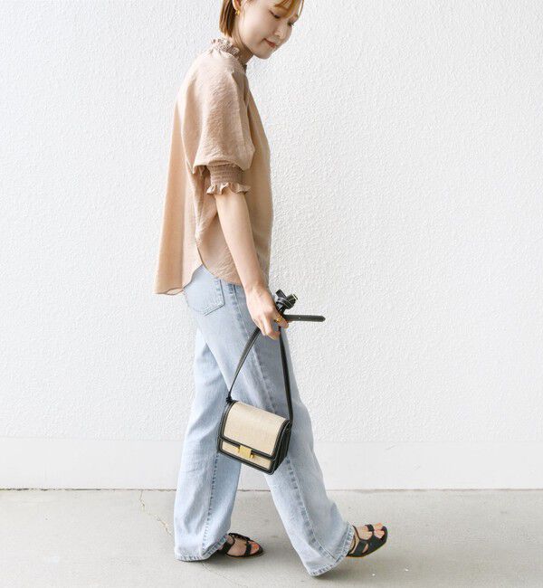 SHIPS for women「〈洗濯機可能〉シアー シャーリング ネック ショート スリーブ ブラウス」|シャツ・ブラウス|