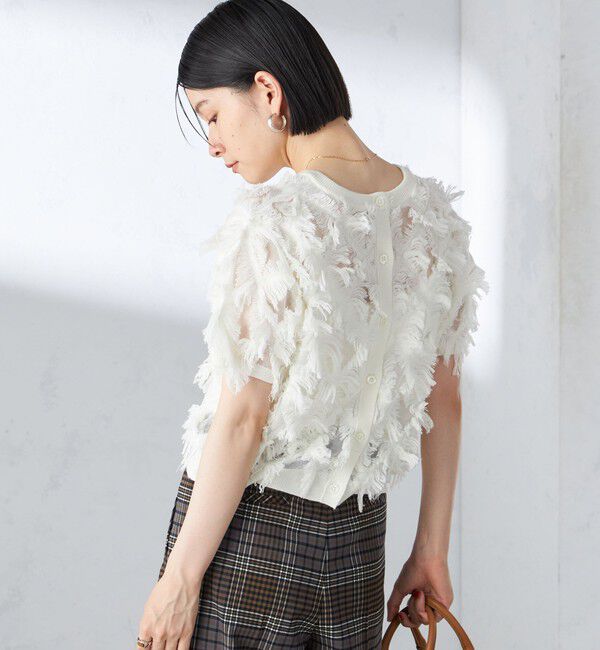 SHIPS for women「〈手洗い可能〉シアー フリンジ ジャカード プルオーバー」|ニット・セーター|