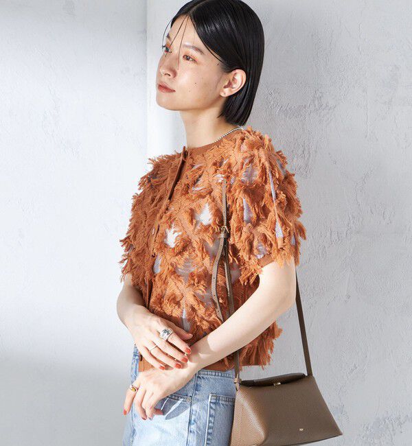 SHIPS for women「〈手洗い可能〉シアー フリンジ ジャカード プルオーバー」|ニット・セーター|