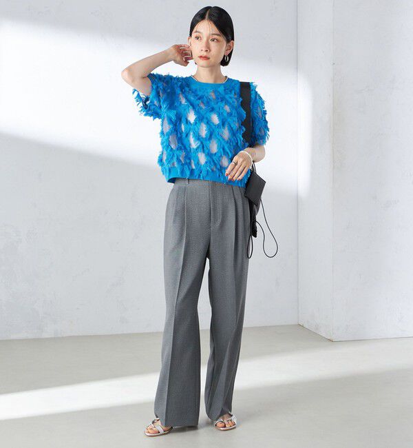 SHIPS for women「〈手洗い可能〉シアー フリンジ ジャカード プルオーバー」|ニット・セーター|