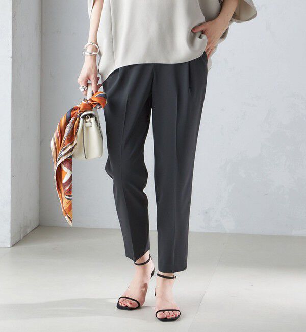 SHIPS for women「〈手洗い可能〉ストレッチ テーパード パンツ」|その他|ブラック