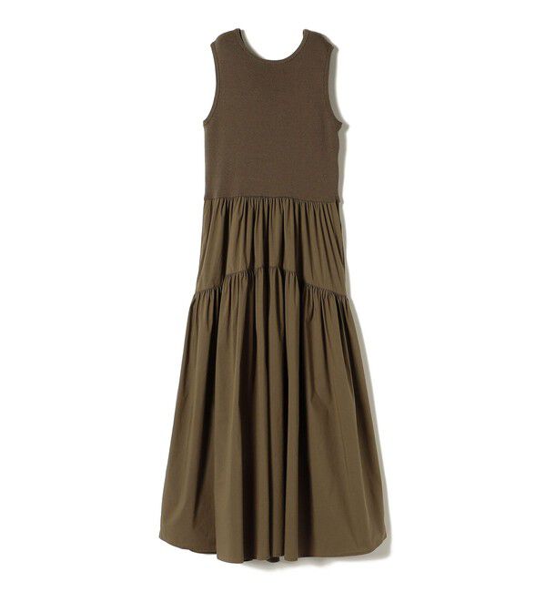 SHIPS for women「〈手洗い可能〉コットン リブ ノースリーブ &times; 布帛 スカート ワンピース」|ワンピース|