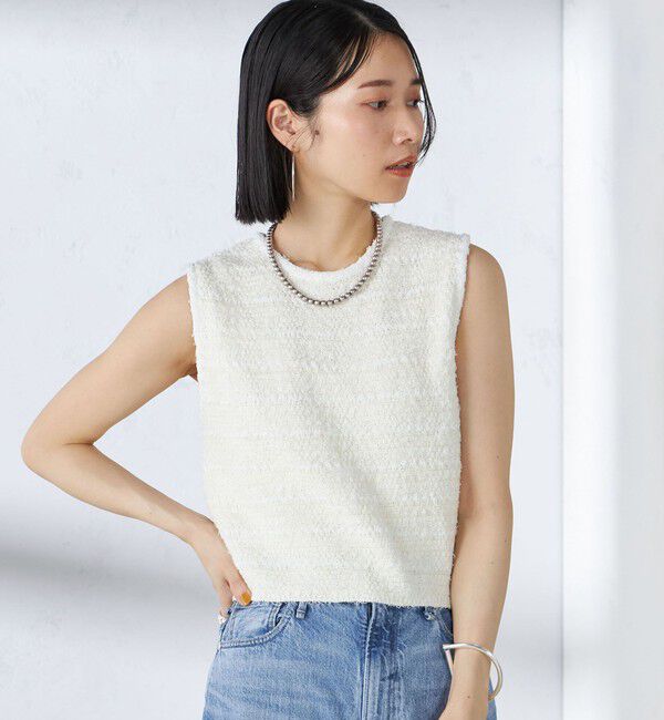 SHIPS for women「〈手洗い可能〉バック ジップ ツイード ベスト」|ベスト・ジレ|