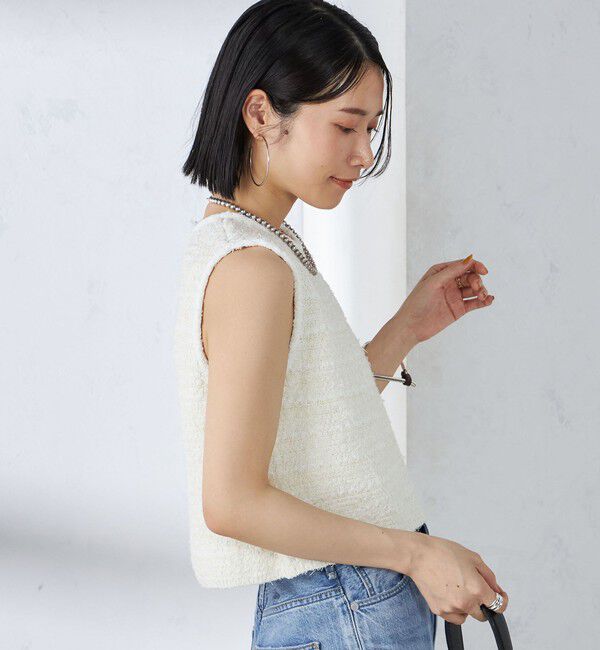 SHIPS for women「〈手洗い可能〉バック ジップ ツイード ベスト」|ベスト・ジレ|