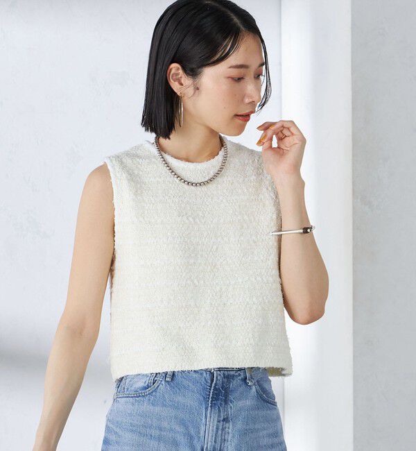 SHIPS for women「〈手洗い可能〉バック ジップ ツイード ベスト」|ベスト・ジレ|