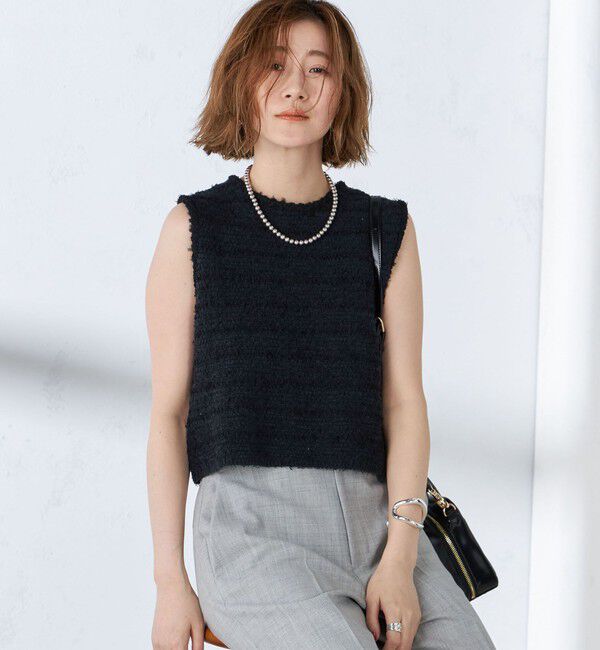 SHIPS for women「〈手洗い可能〉バック ジップ ツイード ベスト」|ベスト・ジレ|