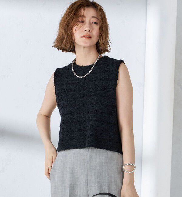SHIPS for women「〈手洗い可能〉バック ジップ ツイード ベスト」|ベスト・ジレ|