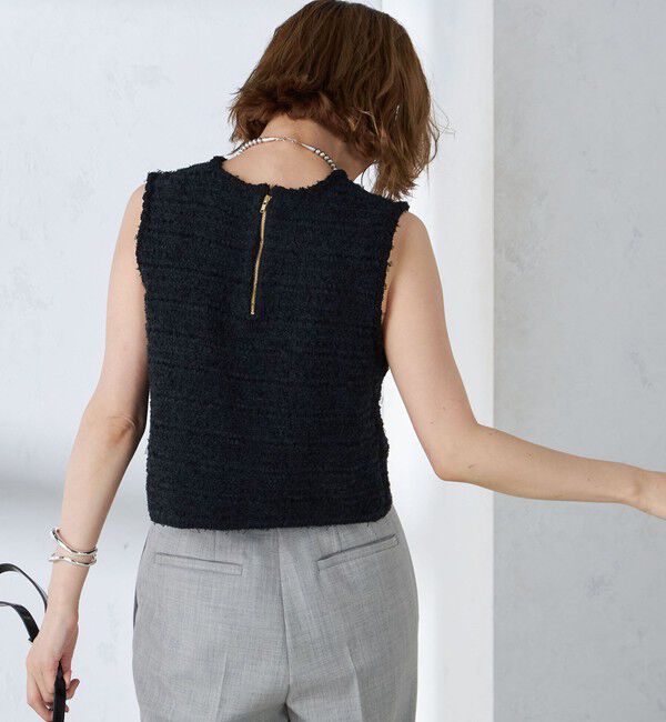 SHIPS for women「〈手洗い可能〉バック ジップ ツイード ベスト」|ベスト・ジレ|