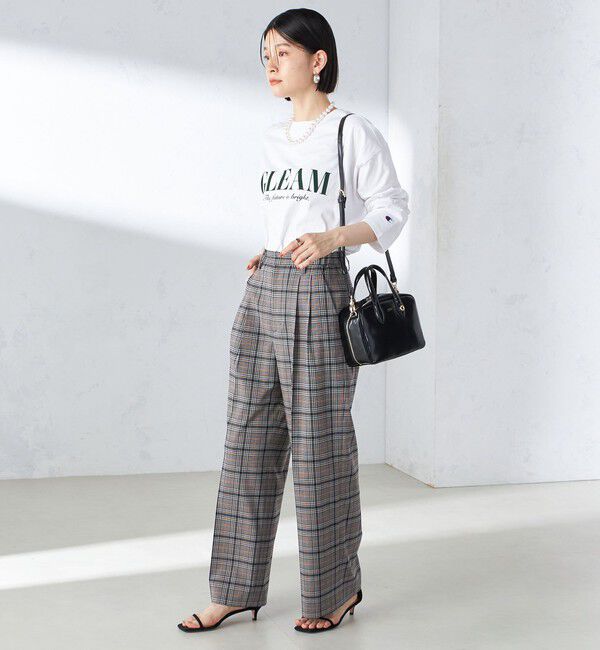 SHIPS for women「〈手洗い可能〉ウール混 チェック タック ワイド パンツ」|その他|