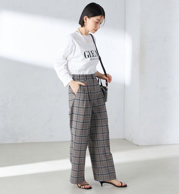 SHIPS for women「〈手洗い可能〉ウール混 チェック タック ワイド パンツ」|その他|