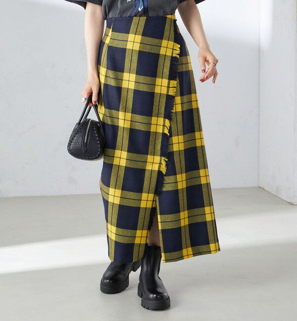 SHIPS for women「チェック フリンジ スカート」|スカート|イエロー