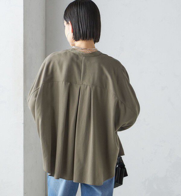 SHIPS for women「〈手洗い可能〉バンドカラー ショート 羽織り シャツ」|シャツ・ブラウス|