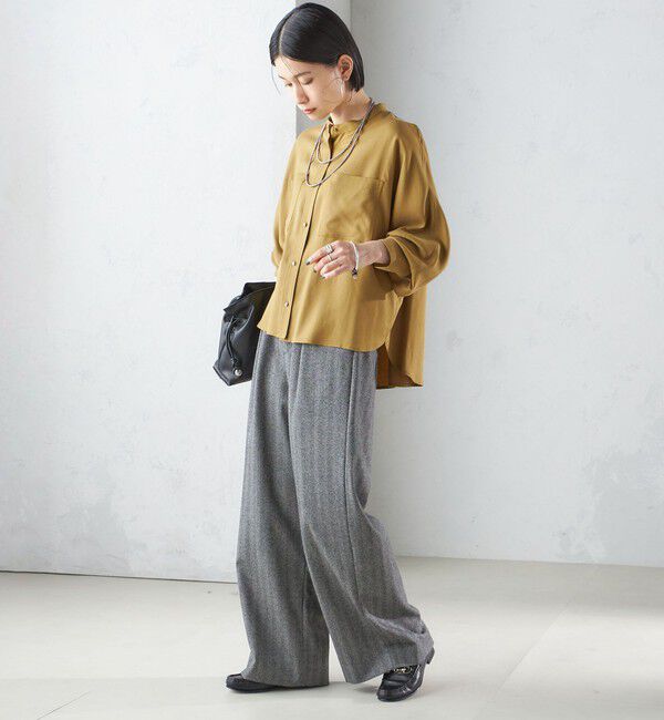 SHIPS for women「〈手洗い可能〉バンドカラー ショート 羽織り シャツ」|シャツ・ブラウス|