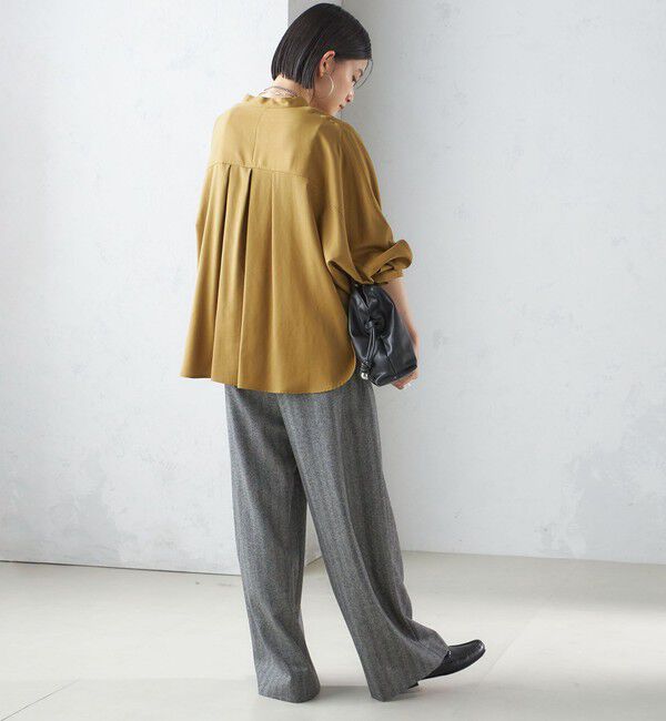 SHIPS for women「〈手洗い可能〉バンドカラー ショート 羽織り シャツ」|シャツ・ブラウス|