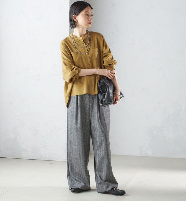 SHIPS for women「〈手洗い可能〉バンドカラー ショート 羽織り シャツ」|シャツ・ブラウス|