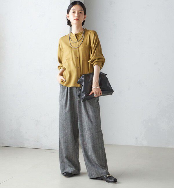 SHIPS for women「〈手洗い可能〉バンドカラー ショート 羽織り シャツ」|シャツ・ブラウス|