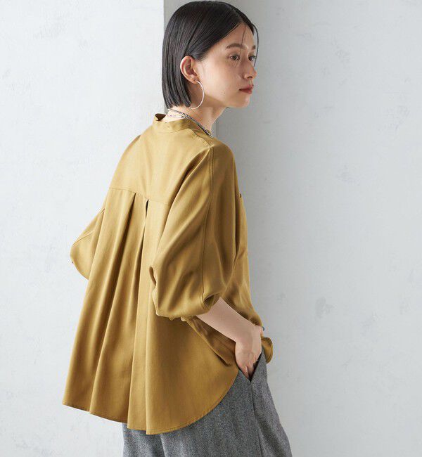 SHIPS for women「〈手洗い可能〉バンドカラー ショート 羽織り シャツ」|シャツ・ブラウス|