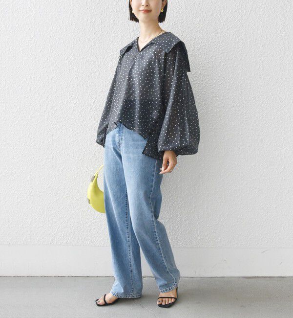 SHIPS for women「【WEB限定】〈手洗い可能〉ドット / レオパード プリント シアー ブラウス」|シャツ・ブラウス|