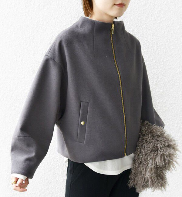 SHIPS for women「【WEB限定】〈手洗い可能〉 ウールライク ボトル ネック ジップ ブルゾン」|ブルゾン・スタジャン|
