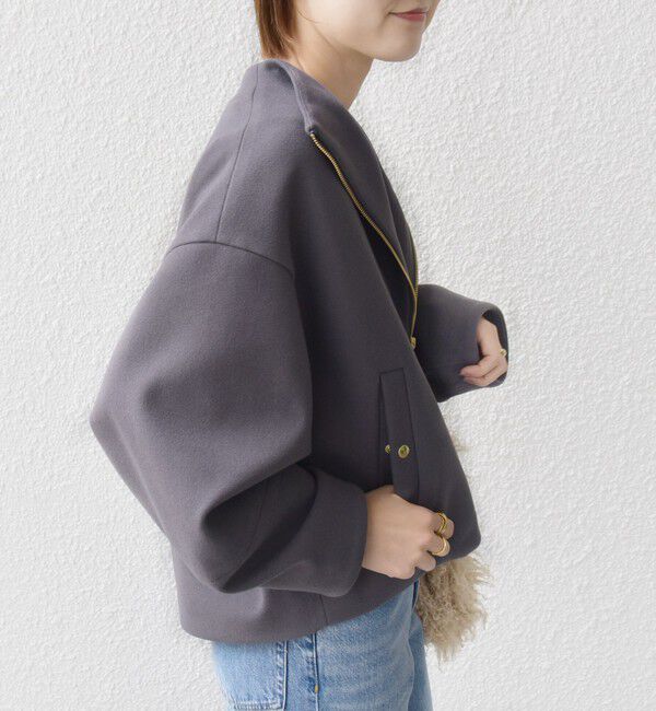 SHIPS for women「【WEB限定】〈手洗い可能〉 ウールライク ボトル ネック ジップ ブルゾン」|ブルゾン・スタジャン|