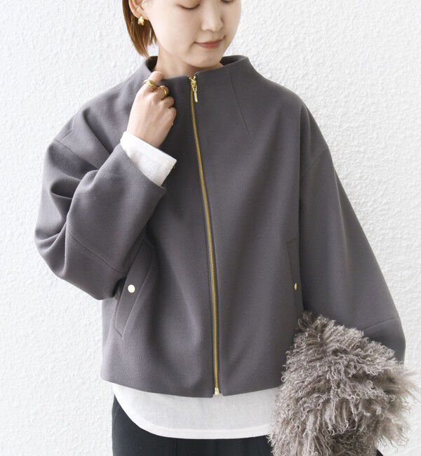 SHIPS for women「【WEB限定】〈手洗い可能〉 ウールライク ボトル ネック ジップ ブルゾン」|ブルゾン・スタジャン|