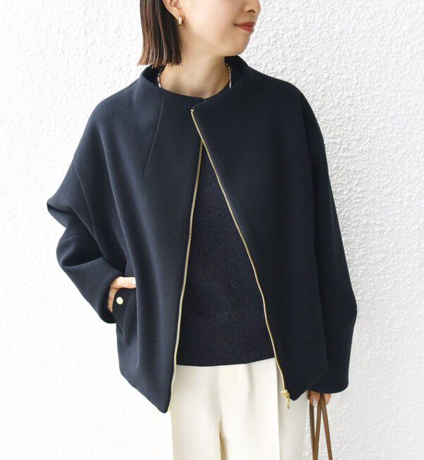 SHIPS for women「【WEB限定】〈手洗い可能〉 ウールライク ボトル ネック ジップ ブルゾン」|ブルゾン・スタジャン|