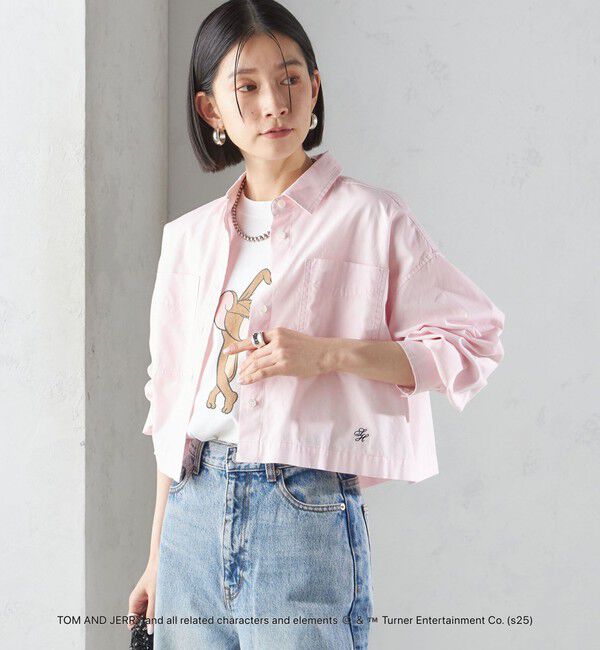 SHIPS for women「〈洗濯機可能〉ピン オックス 刺繍 クロップド シャツ」|シャツ・ブラウス|