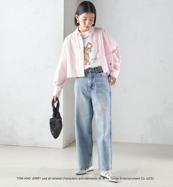 SHIPS for women「〈洗濯機可能〉ピン オックス 刺繍 クロップド シャツ」|シャツ・ブラウス|