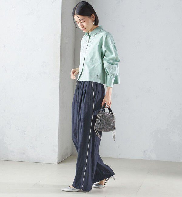 SHIPS for women「〈洗濯機可能〉ピン オックス 刺繍 クロップド シャツ」|シャツ・ブラウス|