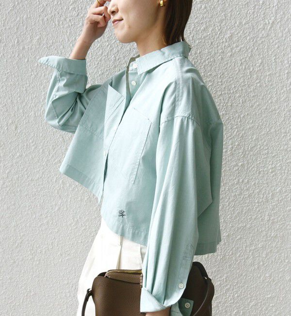 SHIPS for women「〈洗濯機可能〉ピン オックス 刺繍 クロップド シャツ」|シャツ・ブラウス|