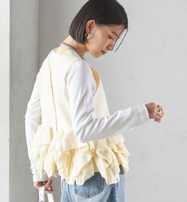 SHIPS for women「〈手洗い可能〉ペプラム フリル 2WAY ベスト」|ベスト・ジレ|