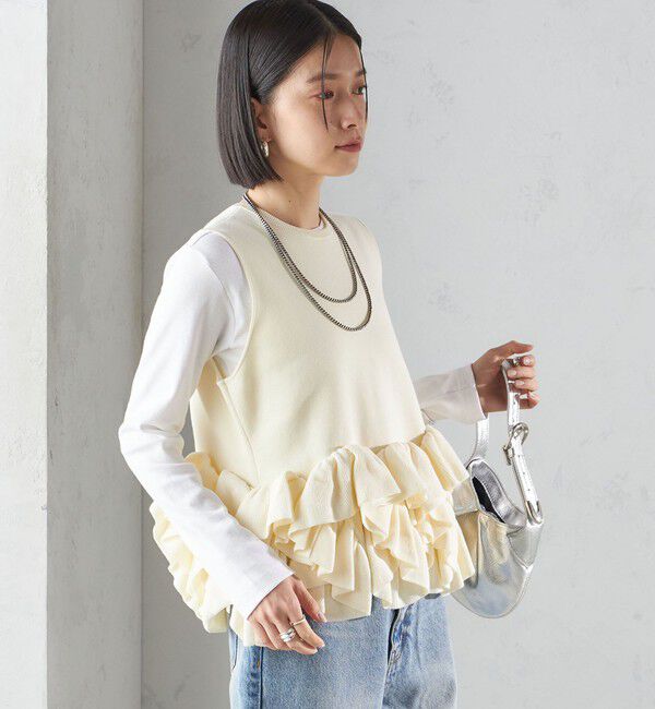 SHIPS for women「〈手洗い可能〉ペプラム フリル 2WAY ベスト」|ベスト・ジレ|