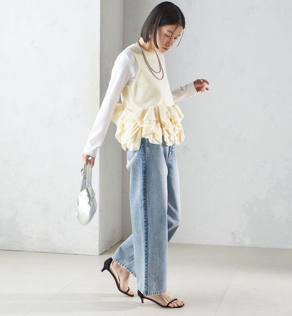 SHIPS for women「〈手洗い可能〉ペプラム フリル 2WAY ベスト」|ベスト・ジレ|