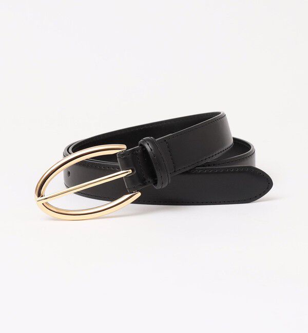 quaranciel「quaranciel: オーバル バックル ステッチ レザー ベルト」|ベルト|ゴールド