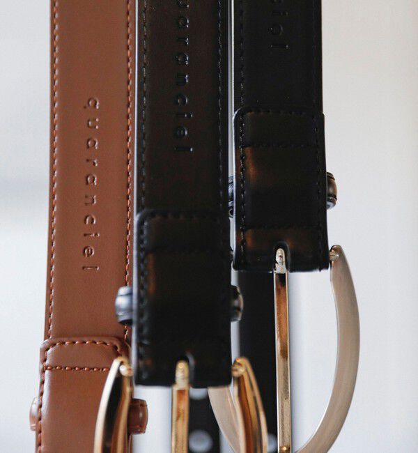 quaranciel「quaranciel: オーバル バックル ステッチ レザー ベルト」|ベルト|