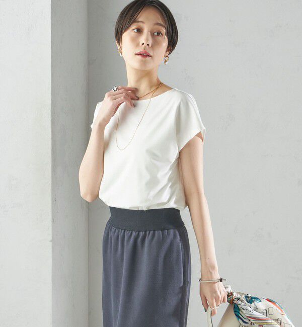 SHIPS for women「〈手洗い可能〉SORONA(R) ボートネック TEE」|Tシャツ・カットソー|