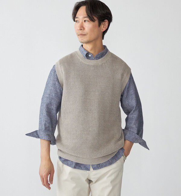 SHIPS「SHIPS: サンフェード リネン ニット ベスト」|ベスト・ジレ|