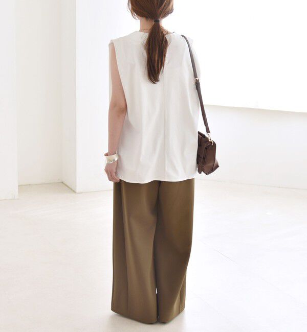 quaranciel「quaranciel:〈接触冷感/汗染み防止加工/洗濯機可能〉Vネック ノースリーブ プルオーバー」|Tシャツ・カットソー|