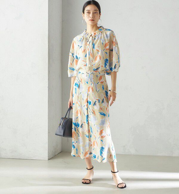 SHIPS for women「IPEKER 花柄 フリル ネック リボン 半袖 ブラウス」|シャツ・ブラウス|