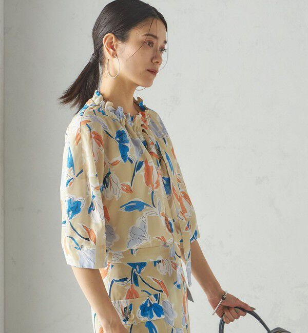 SHIPS for women「IPEKER 花柄 フリル ネック リボン 半袖 ブラウス」|シャツ・ブラウス|