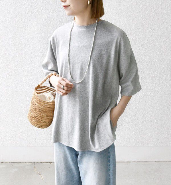 SHIPS any「《一部予約》SHIPS any:〈接触冷感/汗染み防止加工/洗濯機可能〉ラウンドヘム クルー ビッグ TEE」|Tシャツ・カットソー|