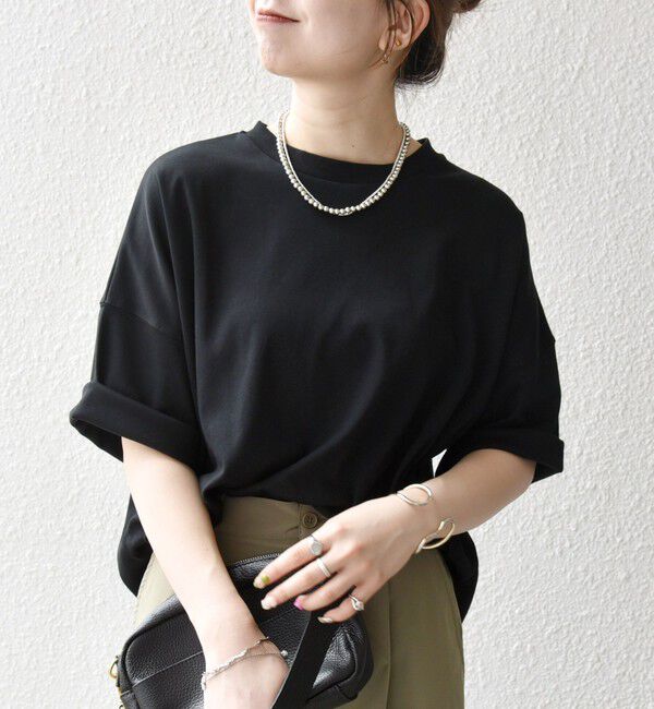 SHIPS any「《一部予約》SHIPS any:〈接触冷感/汗染み防止加工/洗濯機可能〉ラウンドヘム クルー ビッグ TEE」|Tシャツ・カットソー|