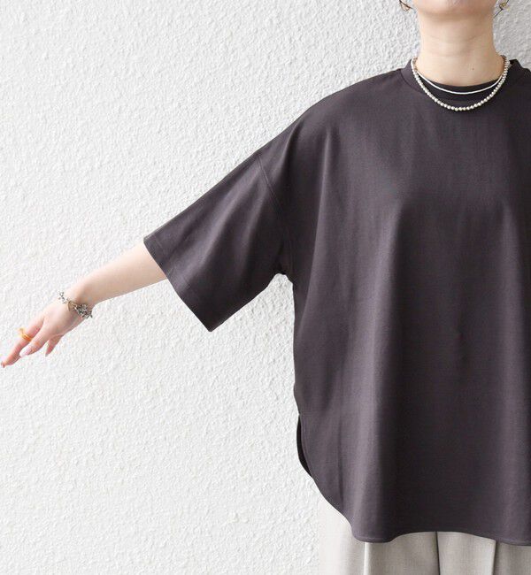 SHIPS any「《一部予約》SHIPS any:〈接触冷感/汗染み防止加工/洗濯機可能〉ラウンドヘム クルー ビッグ TEE」|Tシャツ・カットソー|