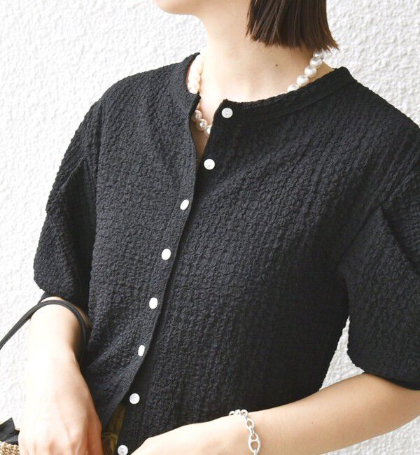 SHIPS for women「【WEB限定】〈手洗い可能〉バンピー シャーリング 5分袖 カーディガン」|カーディガン|