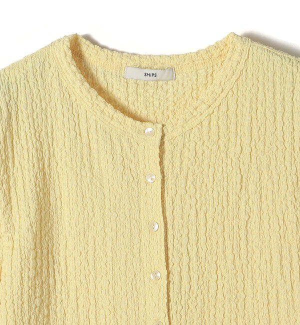 SHIPS for women「【WEB限定】〈手洗い可能〉バンピー シャーリング 5分袖 カーディガン」|カーディガン|