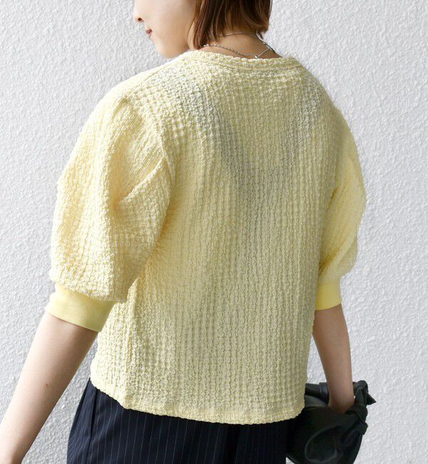 SHIPS for women「【WEB限定】〈手洗い可能〉バンピー シャーリング 5分袖 カーディガン」|カーディガン|