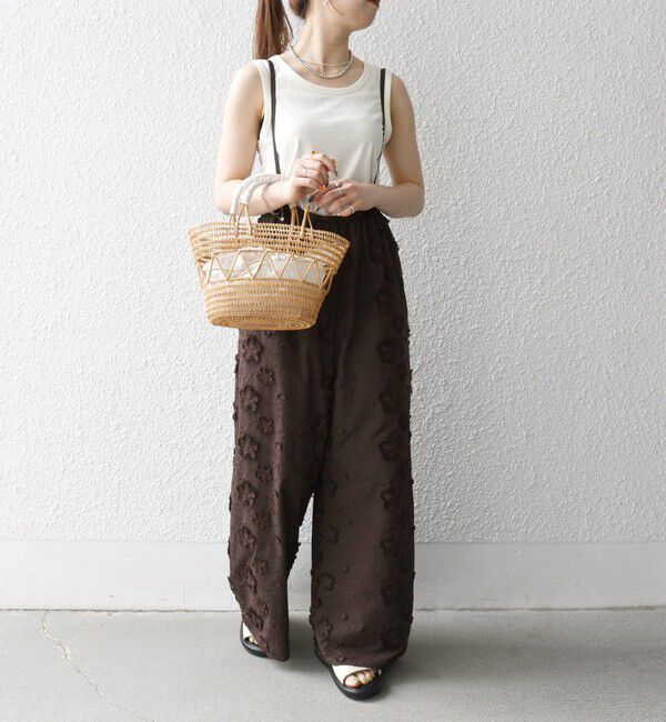 SHIPS any「SHIPS any:〈手洗い可能〉3D フラワー エンブロイダリー ギャザー サロペット」|オールインワン|