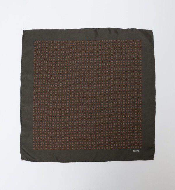 SHIPS「SHIPS: シルク チーフ ドット/コモン」|バンダナ・スカーフ|オリーブ
