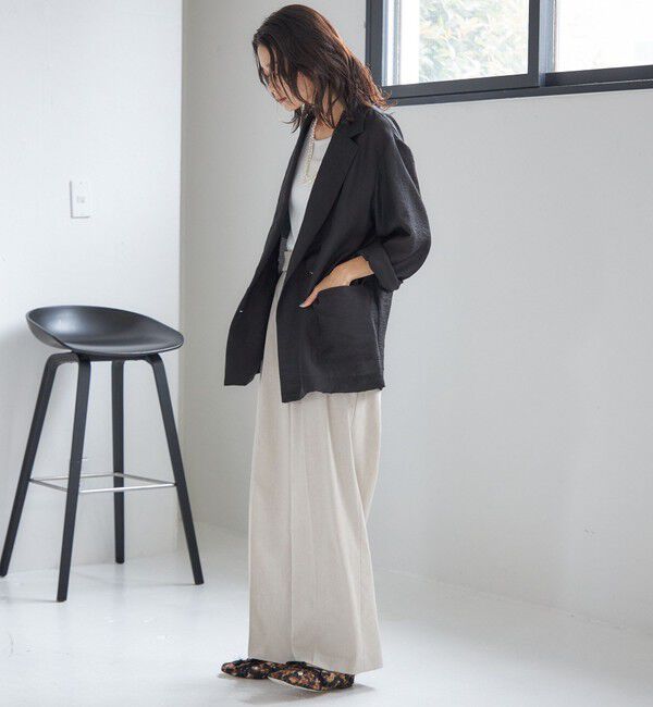 SHIPS for women「〈手洗い可能〉麻調 合繊 2タック ワイド パンツ 2」|その他|